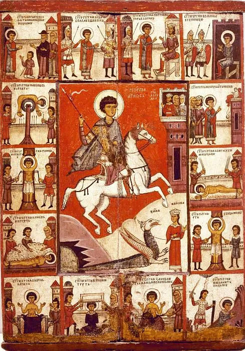 Icon. St George and the Dragon with Life